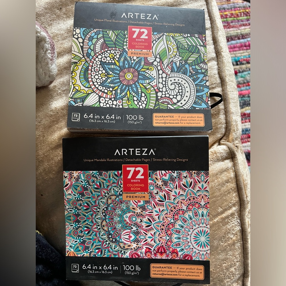ARTEZA - 2 HIGH QUALITY Stress relieving coloring books! Mandala & Floral